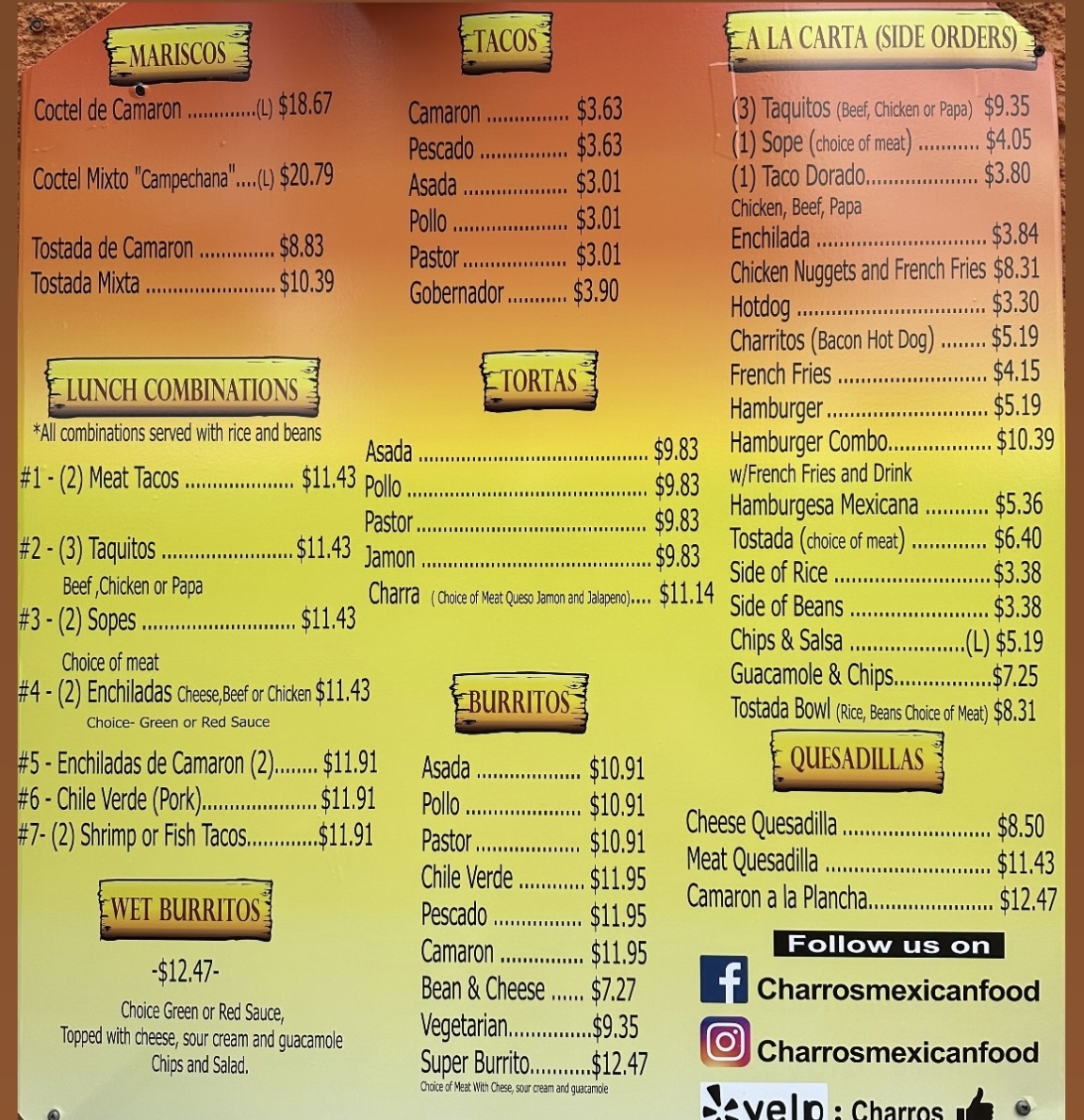 Charros Mexican Food Photo Menu 1