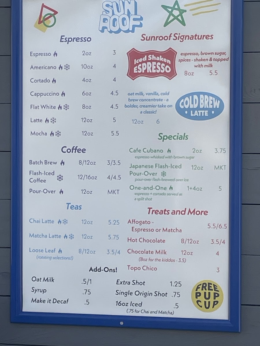 Sunroof Coffee Photo Menu 2