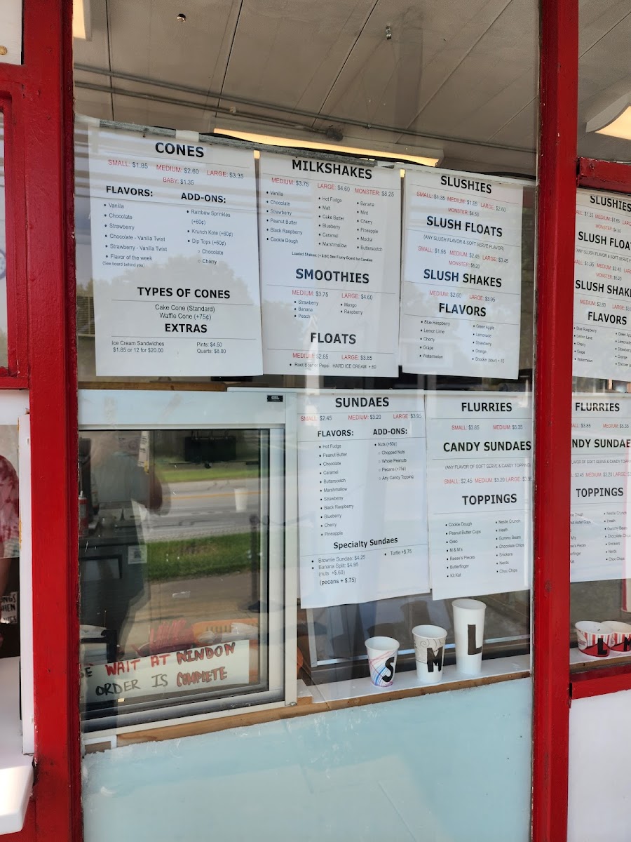Bidinger's Ice Cream Photo Menu 1