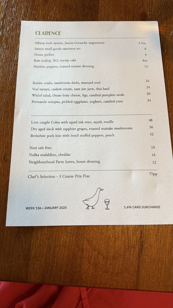 Clarence Restaurant Photo Menu 10