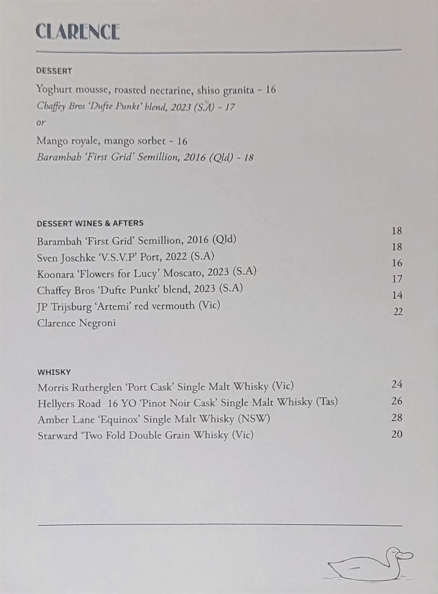 Clarence Restaurant Photo Menu 2