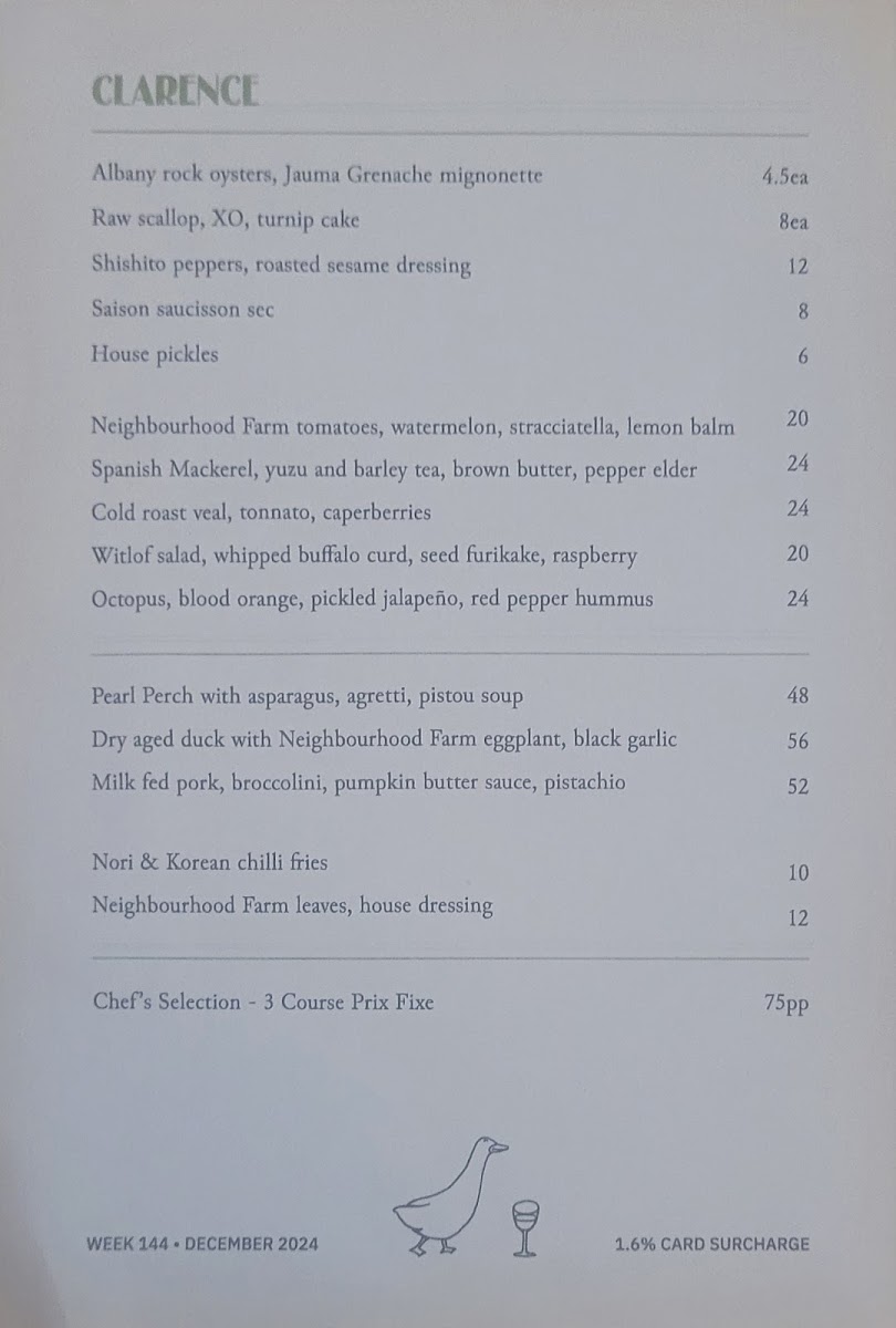 Clarence Restaurant Photo Menu 3