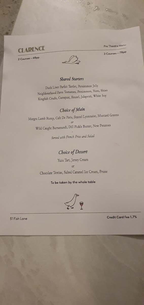 Clarence Restaurant Photo Menu 9