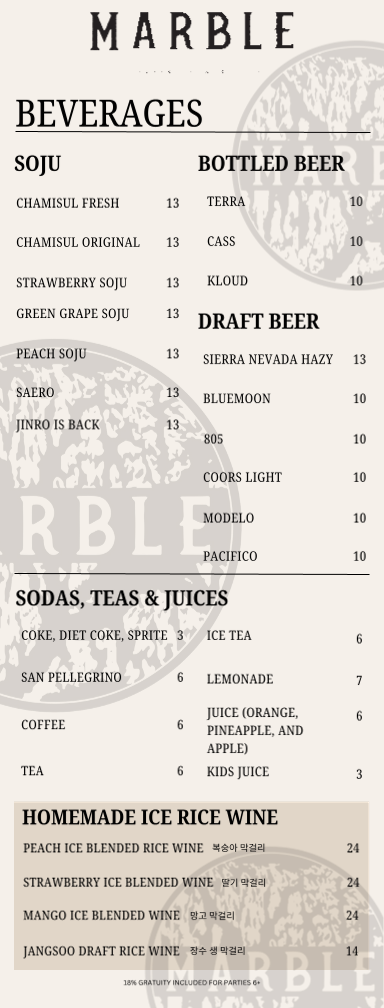Marble Steakhouse & Grille Photo Menu 1