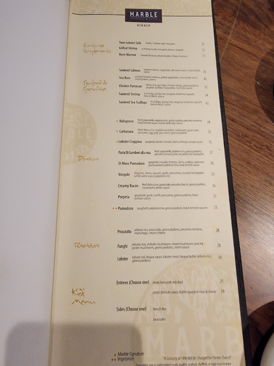 Marble Steakhouse & Grille Photo Menu 10