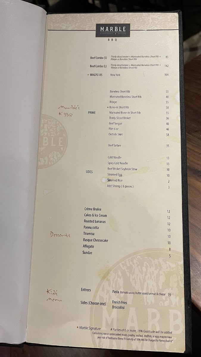 Marble Steakhouse & Grille Photo Menu 9