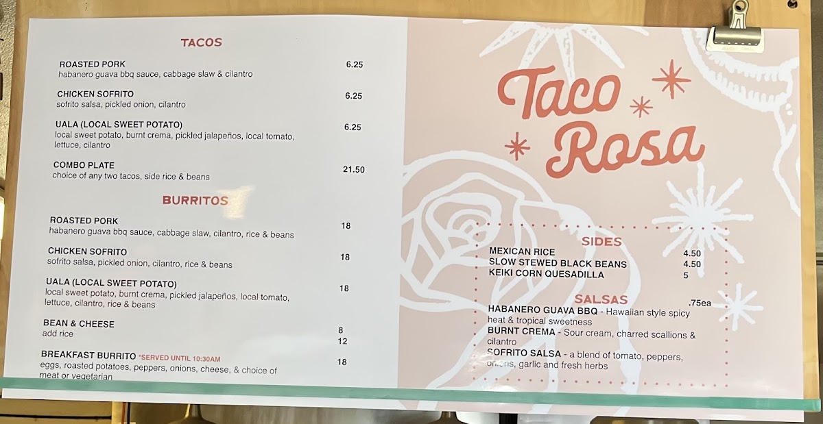 Taco Rosa Photo Menu 1