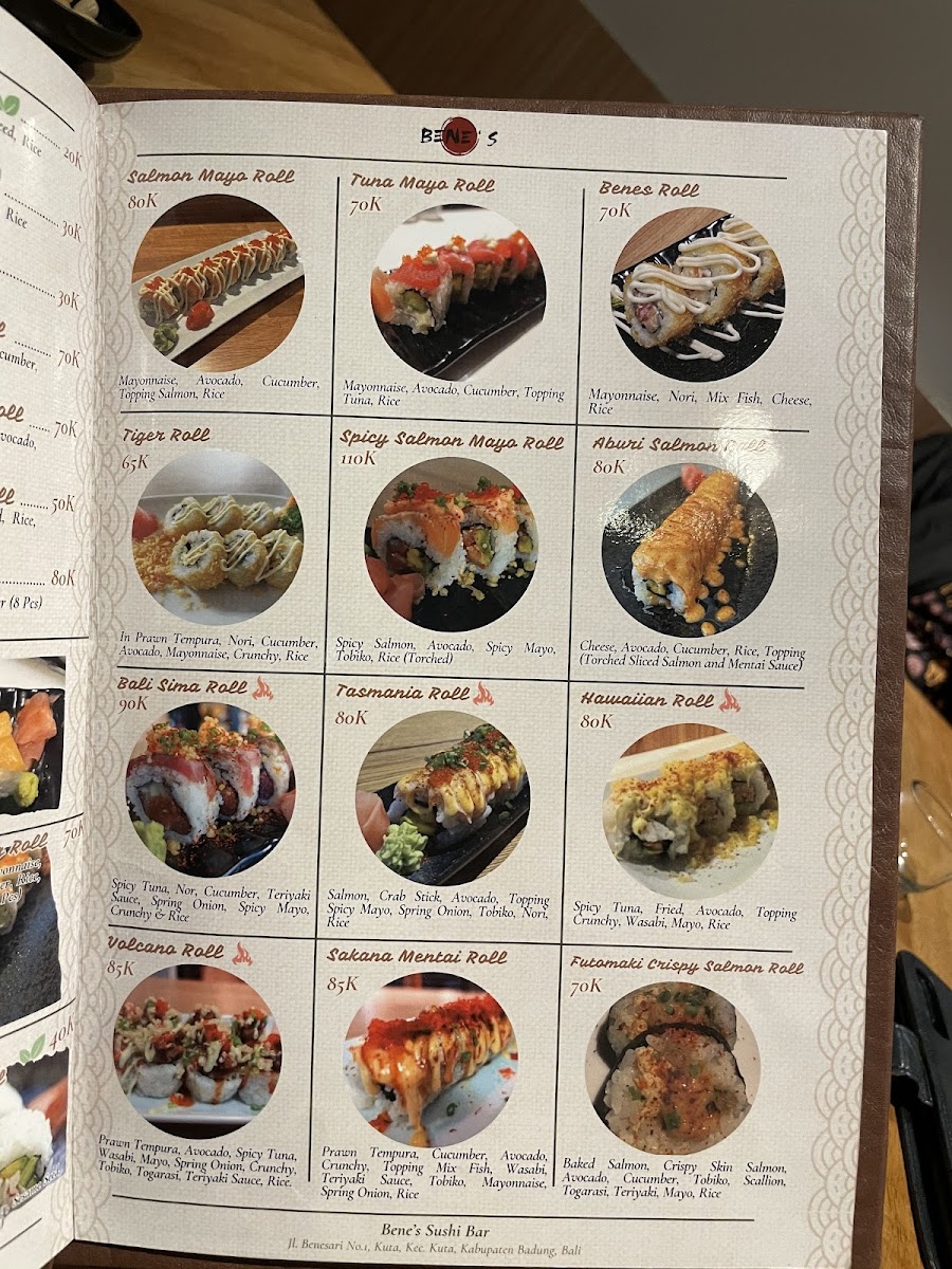 Bene’s Sushi Bar Photo Menu 5