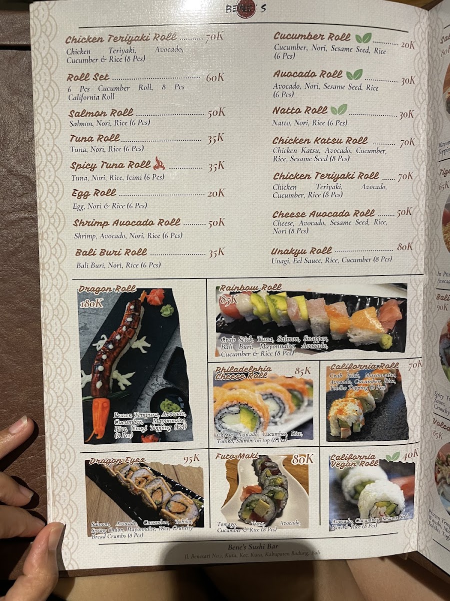 Bene’s Sushi Bar Photo Menu 6