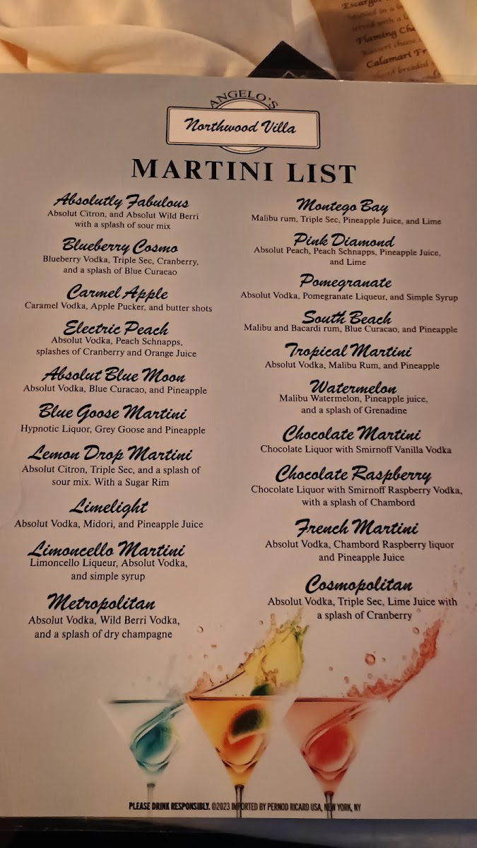 Angelo's Northwood Villa Photo Menu 2