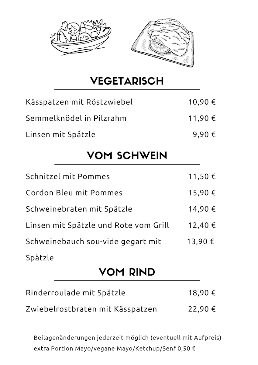 Esstisch bei Joe Photo Menu 2