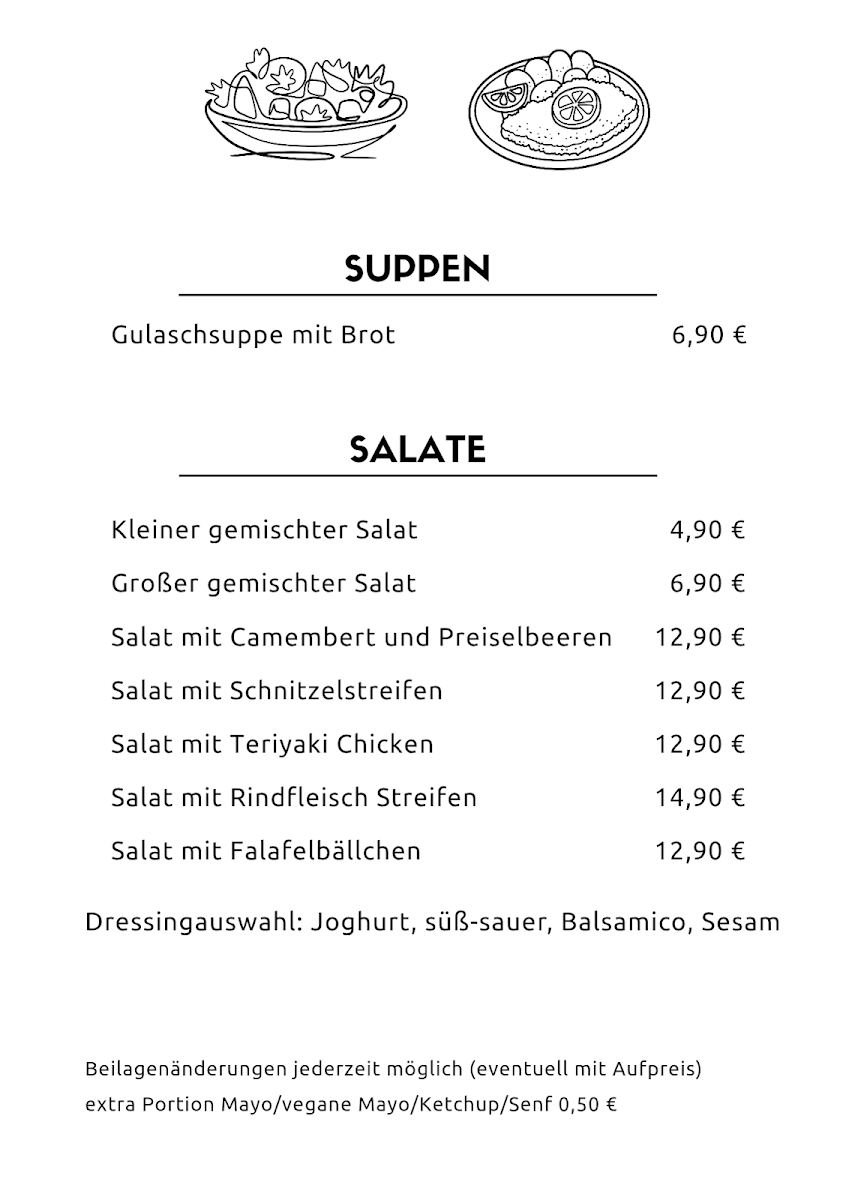 Esstisch bei Joe Photo Menu 5