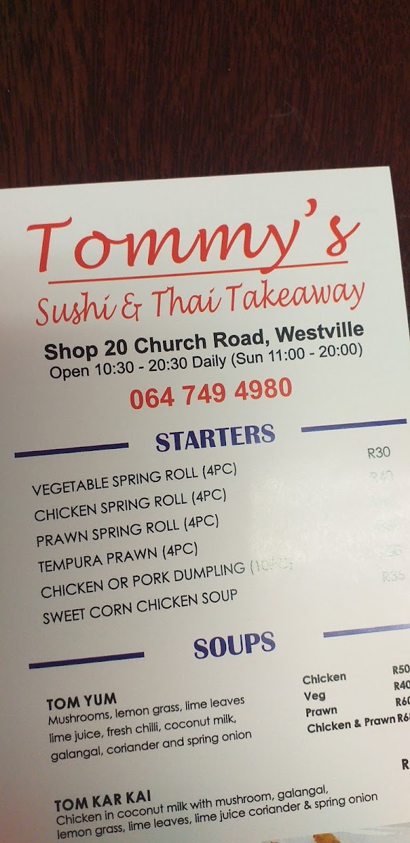 Tommy's sushi & thai Photo Menu 3