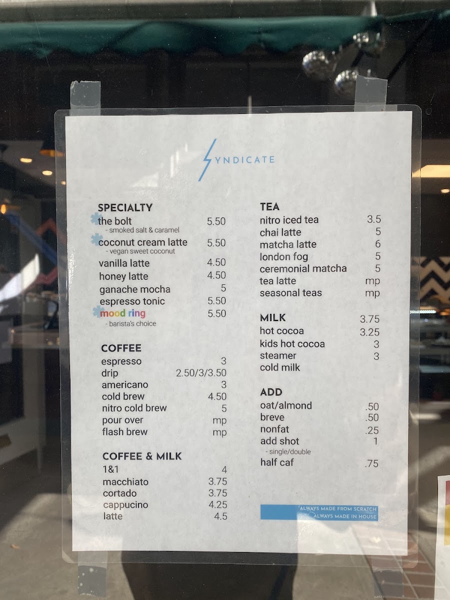Syndicate Coffee + Bakery + Kitchen Photo Menu 3