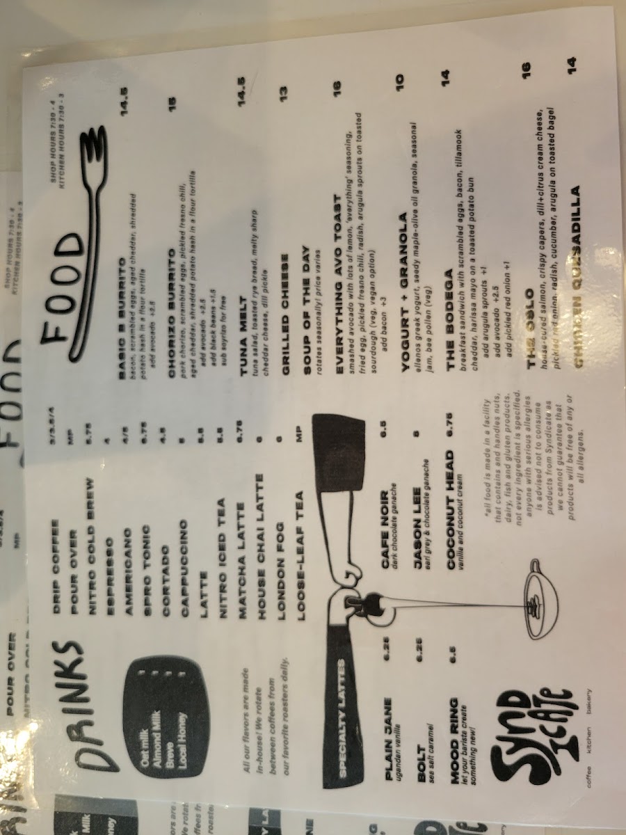 Syndicate Coffee + Bakery + Kitchen Photo Menu 7