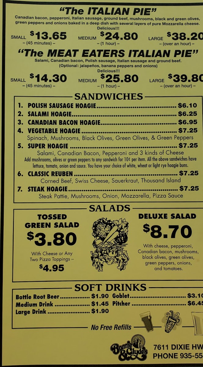Bonnie & Clyde's Pizza Parlor Photo Menu 5