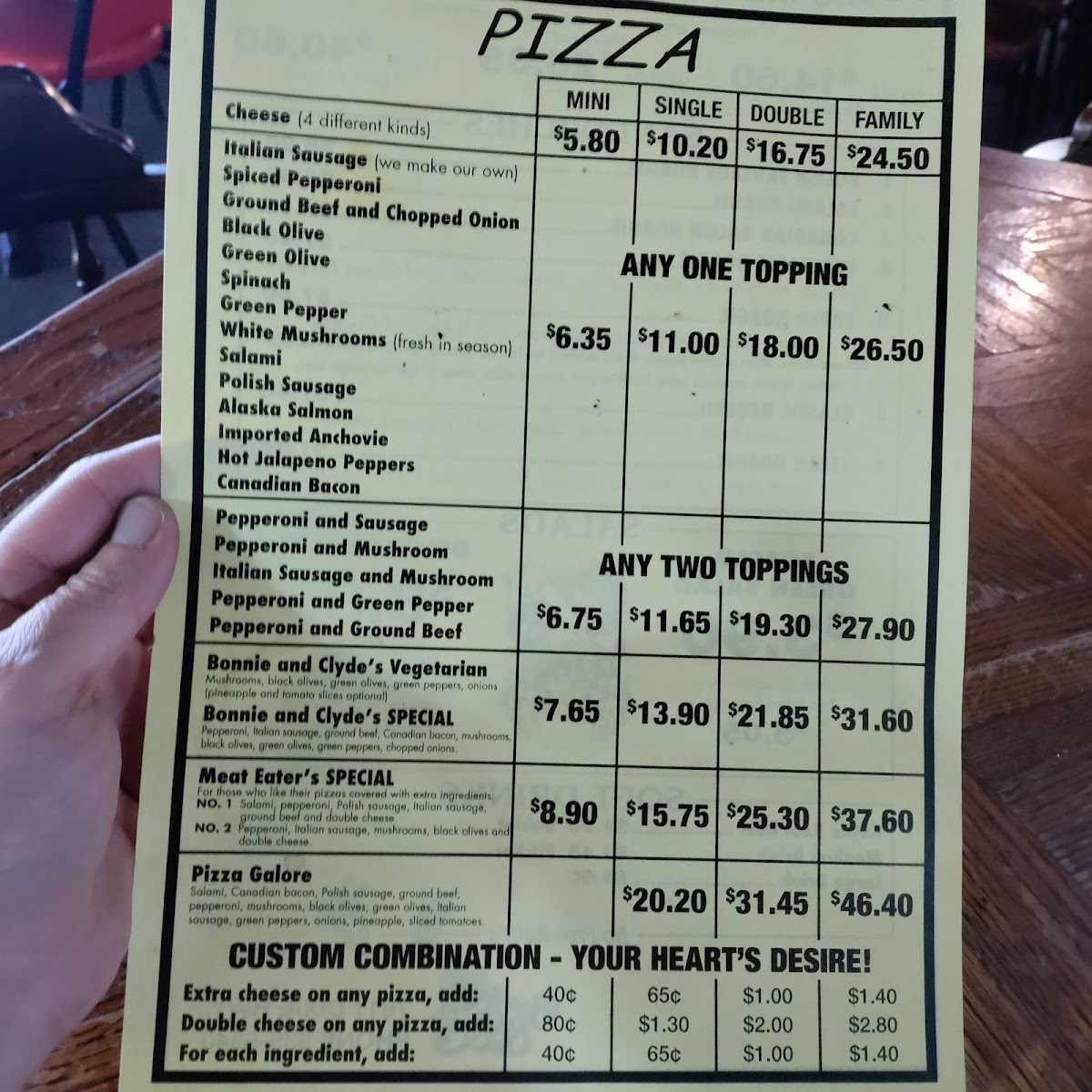 Bonnie & Clyde's Pizza Parlor Photo Menu 6