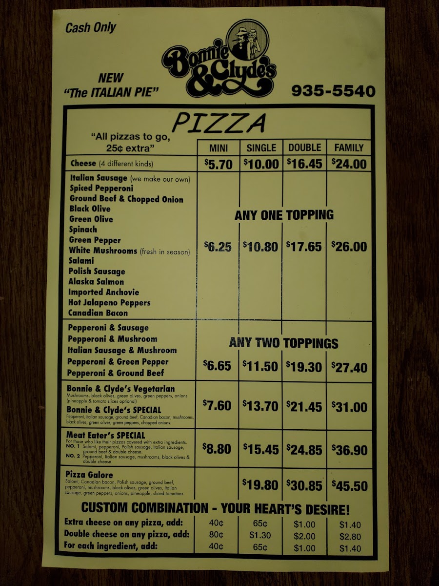 Bonnie & Clyde's Pizza Parlor Photo Menu 7