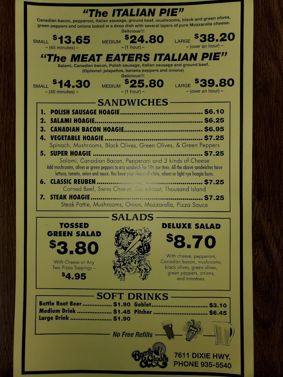 Bonnie & Clyde's Pizza Parlor Photo Menu 8