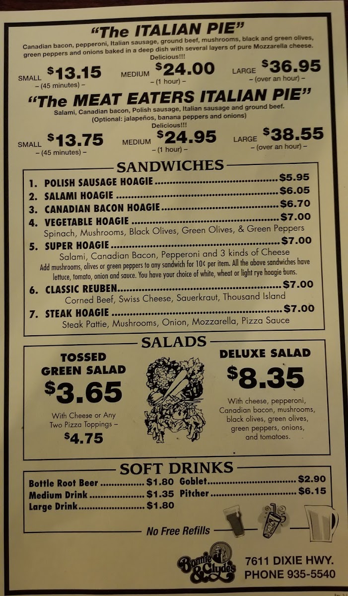 Bonnie & Clyde's Pizza Parlor Photo Menu 9