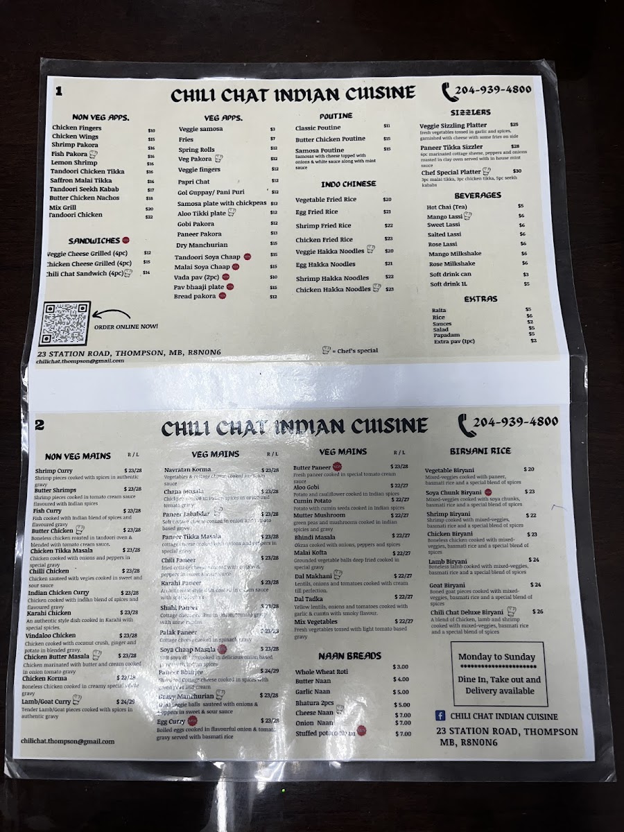 Chili Chat Indian Cuisine Restaurant Photo Menu 3