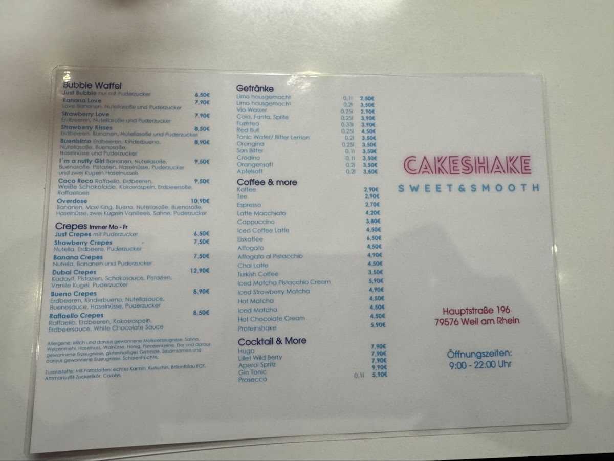 CakeShake - Weil am Rhein Photo Menu 1