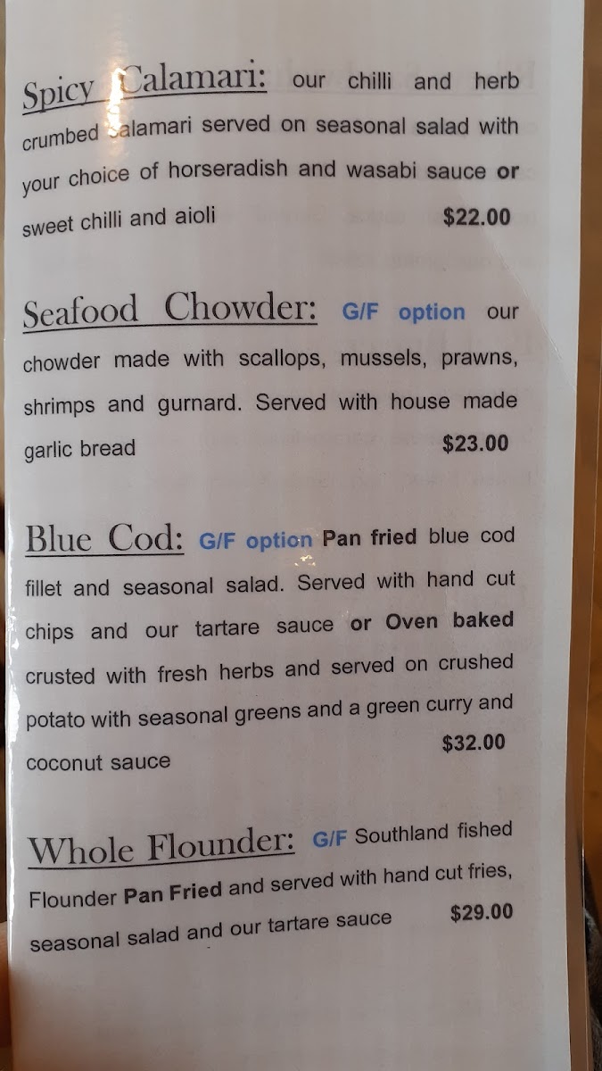 Orepuki Beach Cafe Photo Menu 2