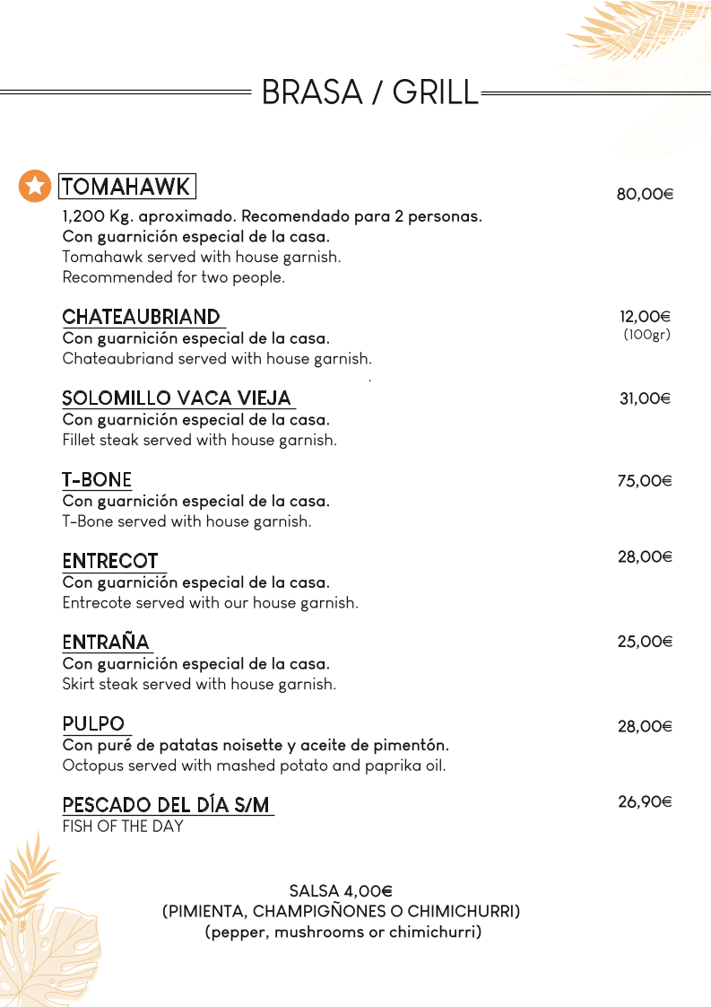 Restaurante Tango - Playa La Fossa Photo Menu 3