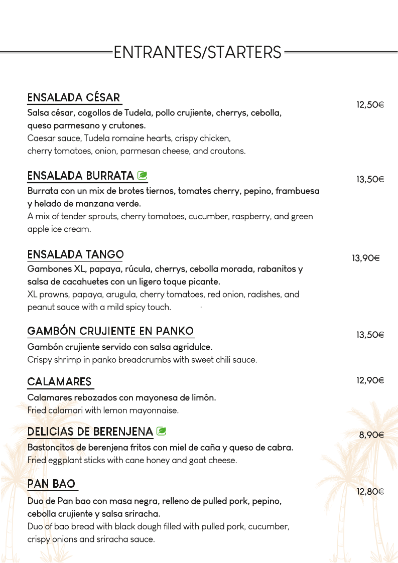 Restaurante Tango - Playa La Fossa Photo Menu 5