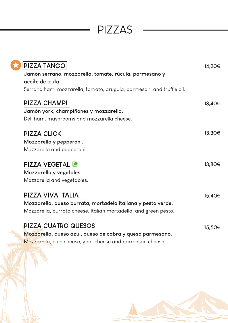 Restaurante Tango - Playa La Fossa Photo Menu 6