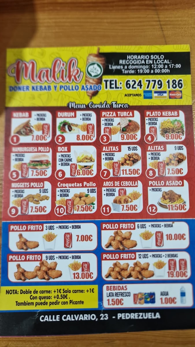 Malik doner kebab Photo Menu 1