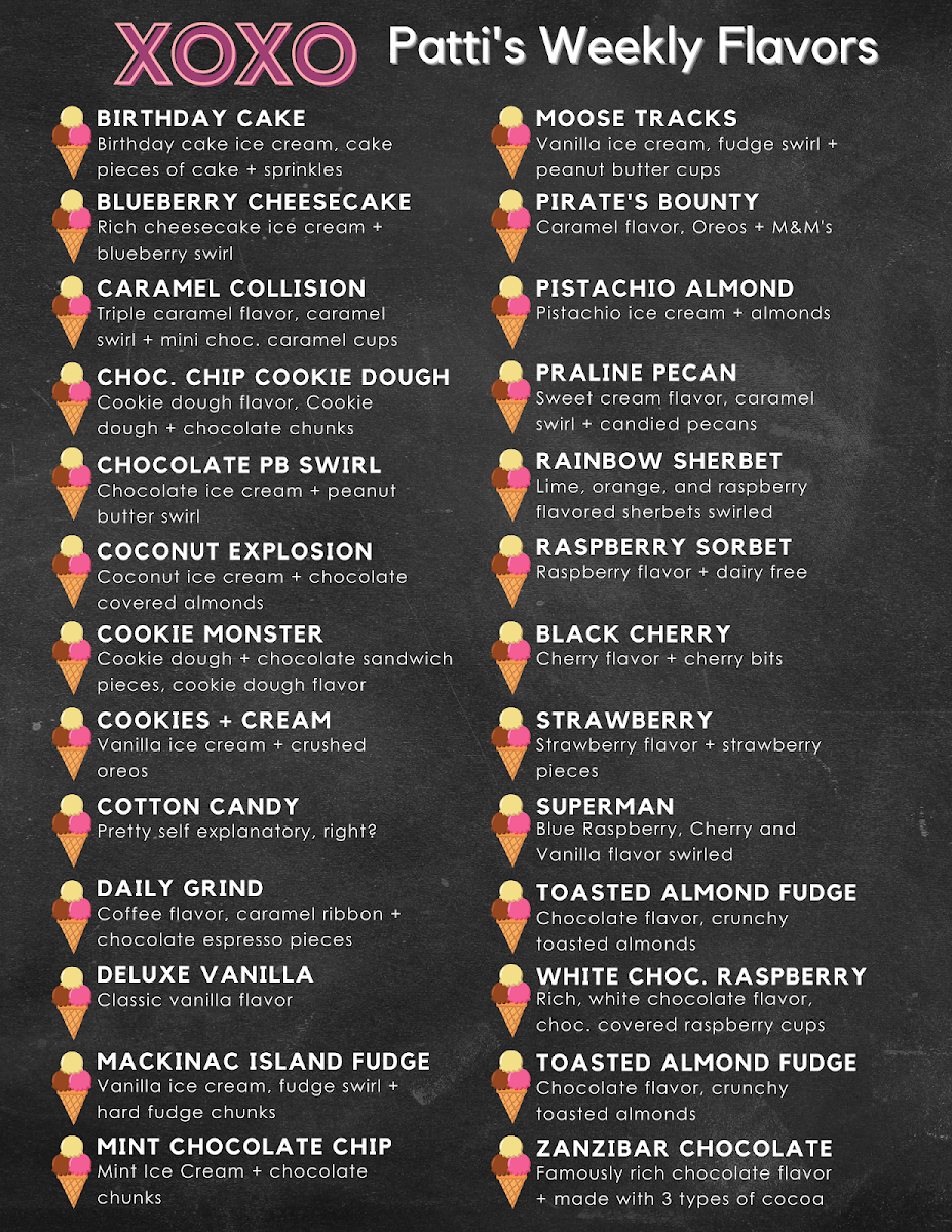 Patti's Ice Cream Photo Menu 1