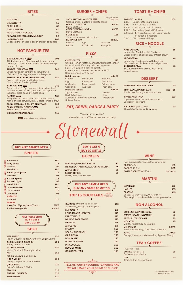 Stonewall Bali Photo Menu 1