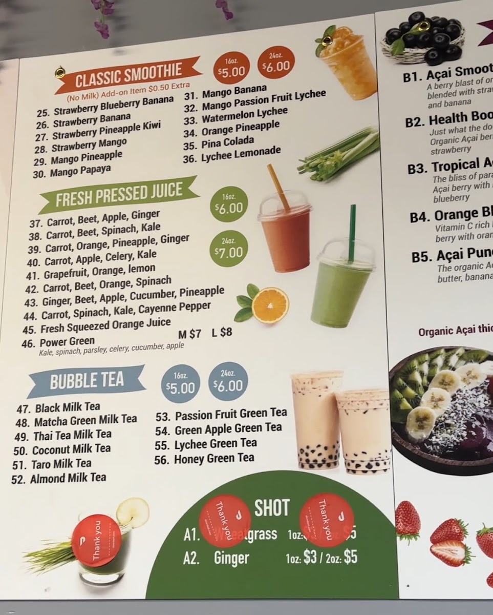 Vela Juice Bar Photo Menu 1