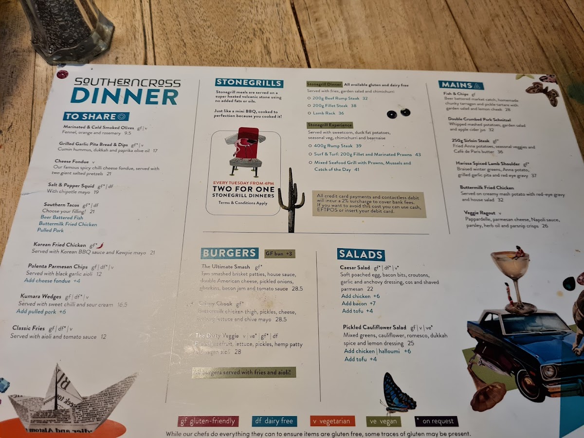 Southern Cross Garden Bar Restaurant Photo Menu 1