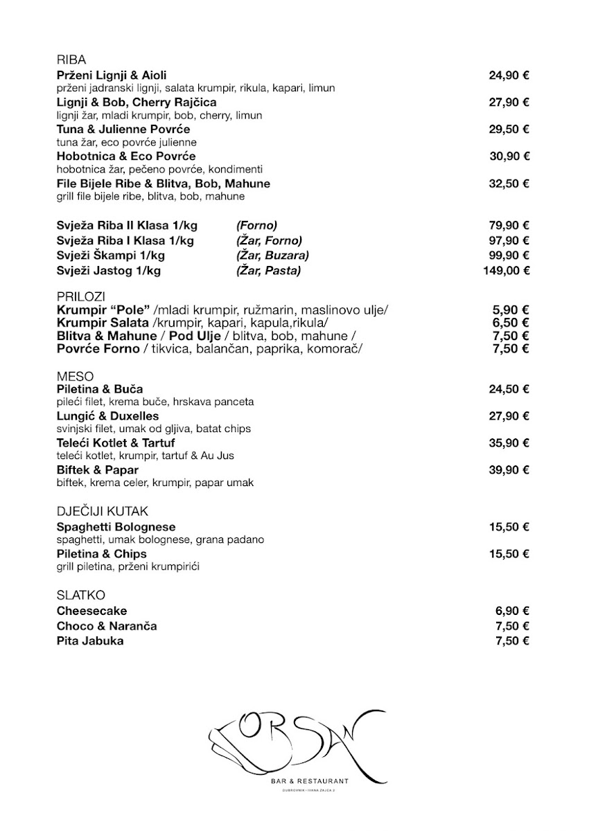 Yacht Club Orsan Photo Menu 1