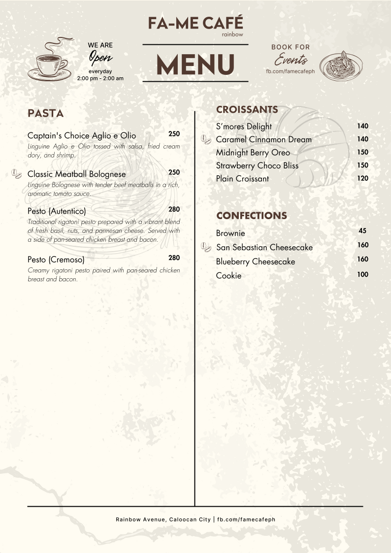 Fa-Me Café Photo Menu 2