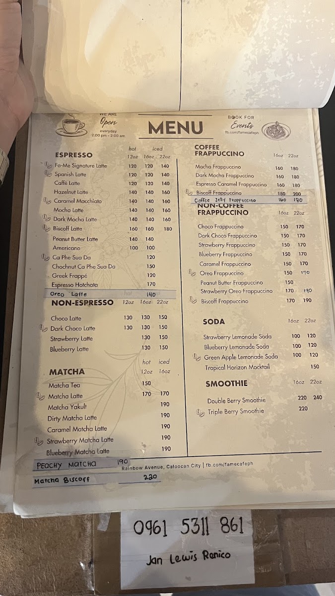 Fa-Me Café Photo Menu 3