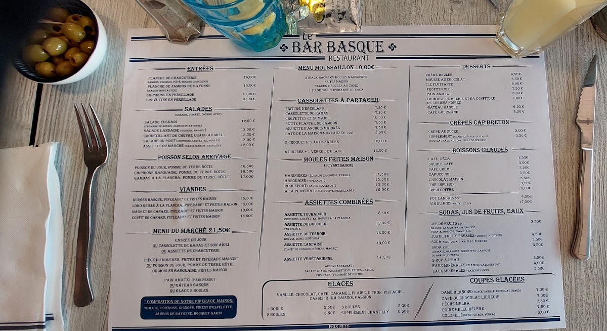 Bar Basque Capbreton Photo Menu 2