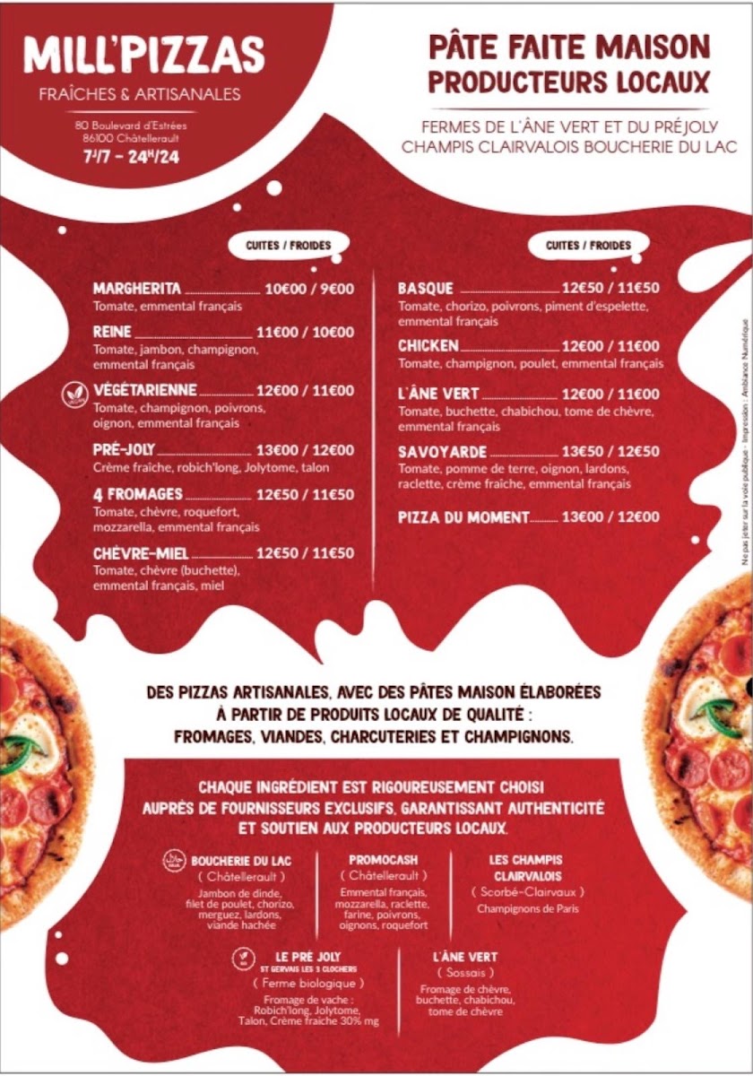 MILL'PIZZAS - Distributeur de pizzas à Châtellerault Photo Menu 1