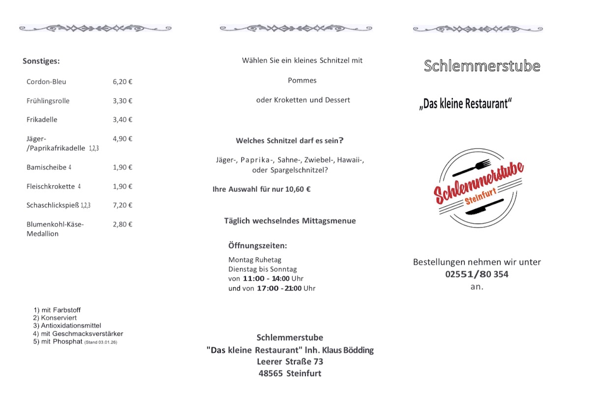 Schlemmerstube Steinfurt Photo Menu 2