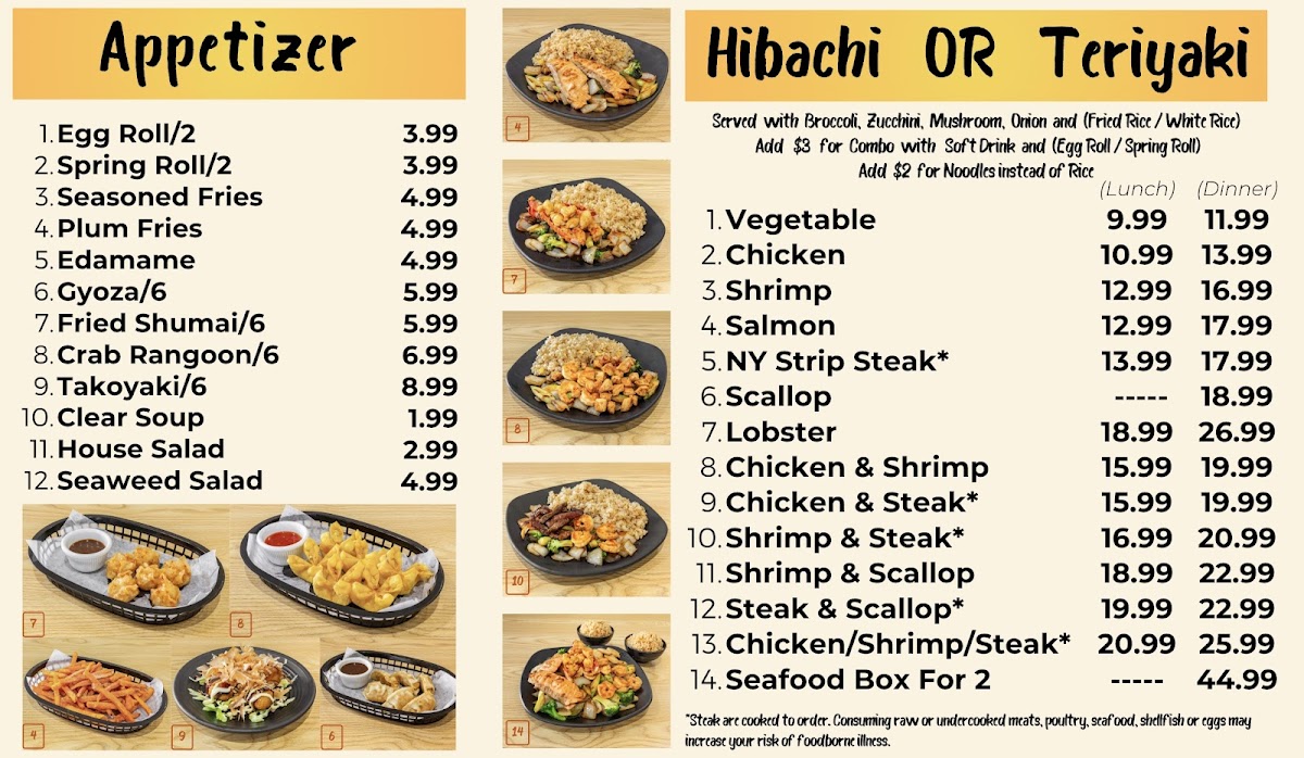 Kume Hibachi Photo Menu 1