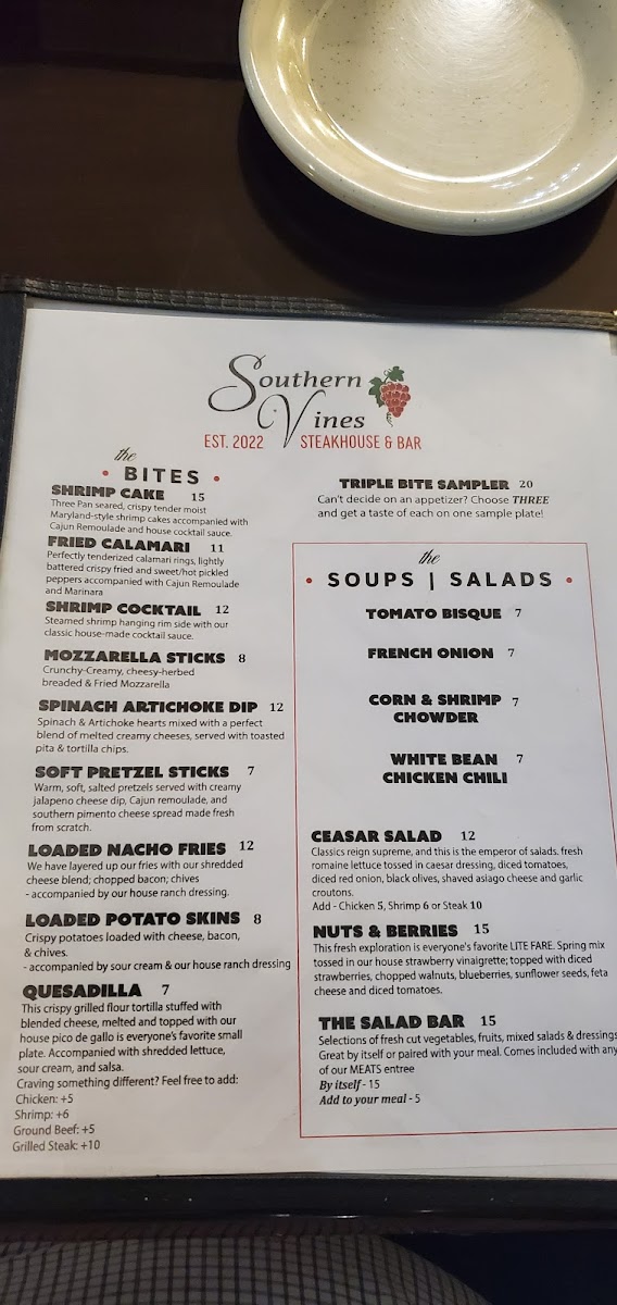Southern Vine's Steakhouse Photo Menu 10