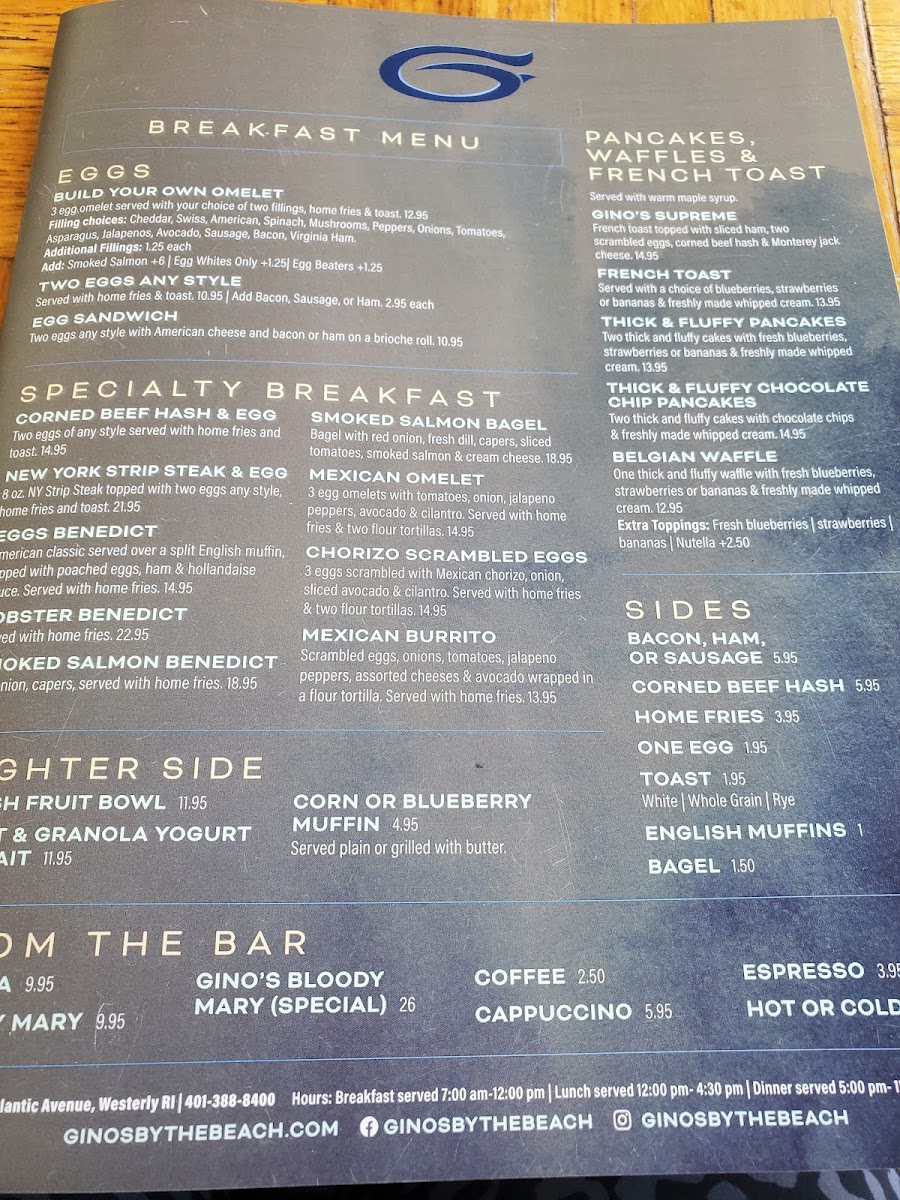 Gino's by the Beach Photo Menu 8