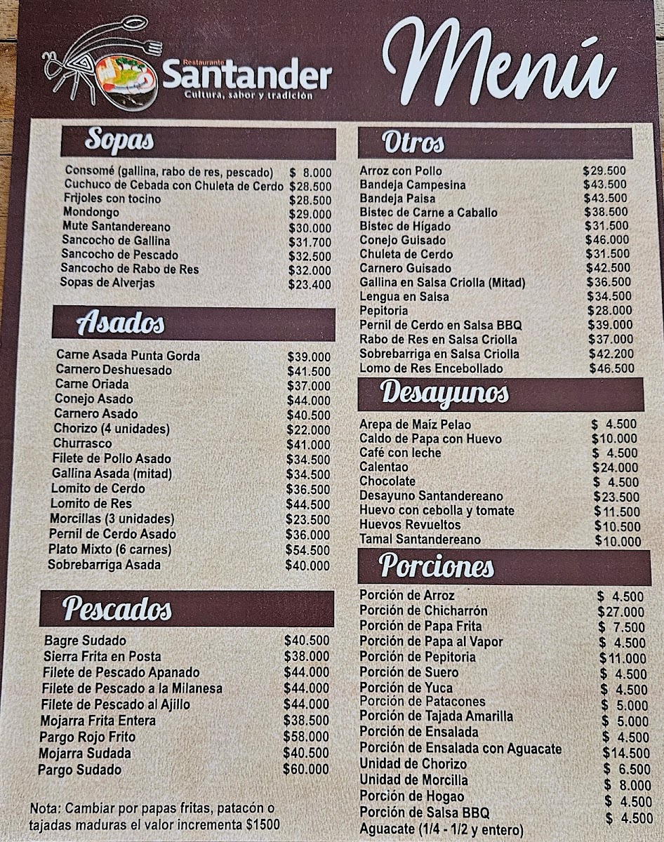 Restaurante El Santandereano Photo Menu 1