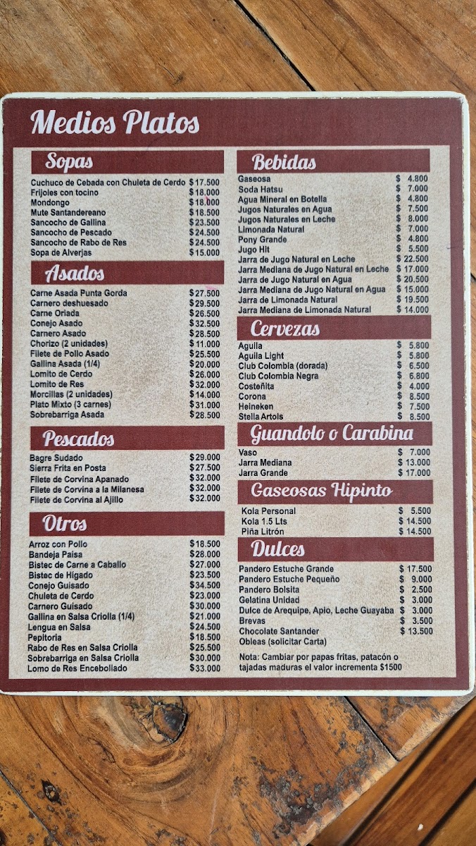 Restaurante El Santandereano Photo Menu 3