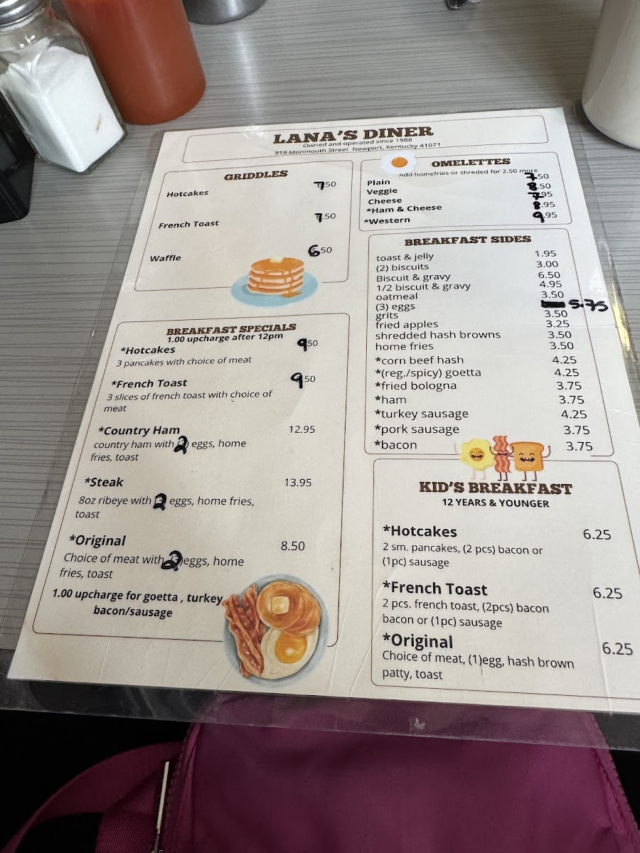 Lana's Diner Photo Menu 2