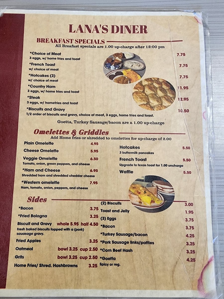 Lana's Diner Photo Menu 4