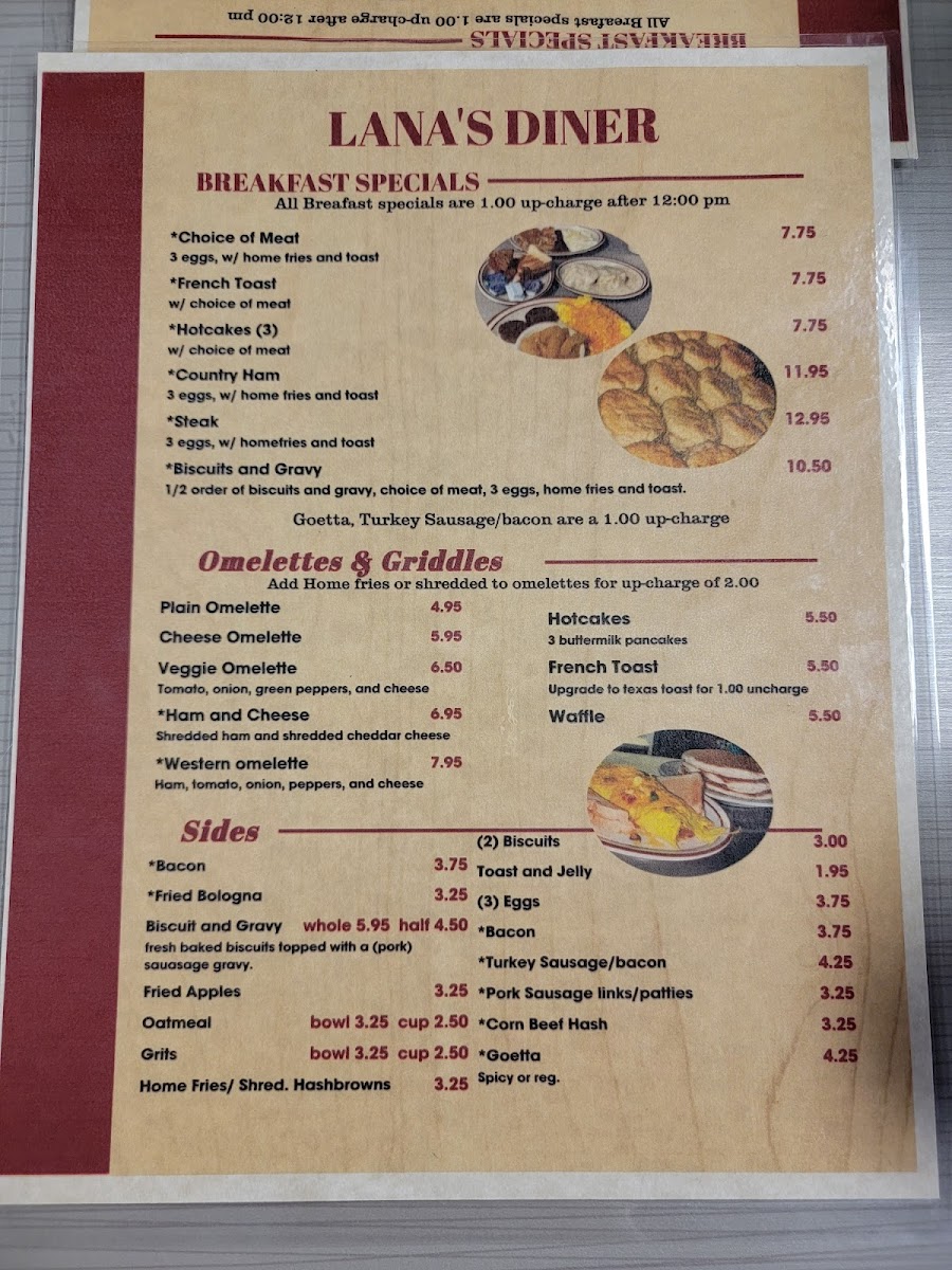 Lana's Diner Photo Menu 5