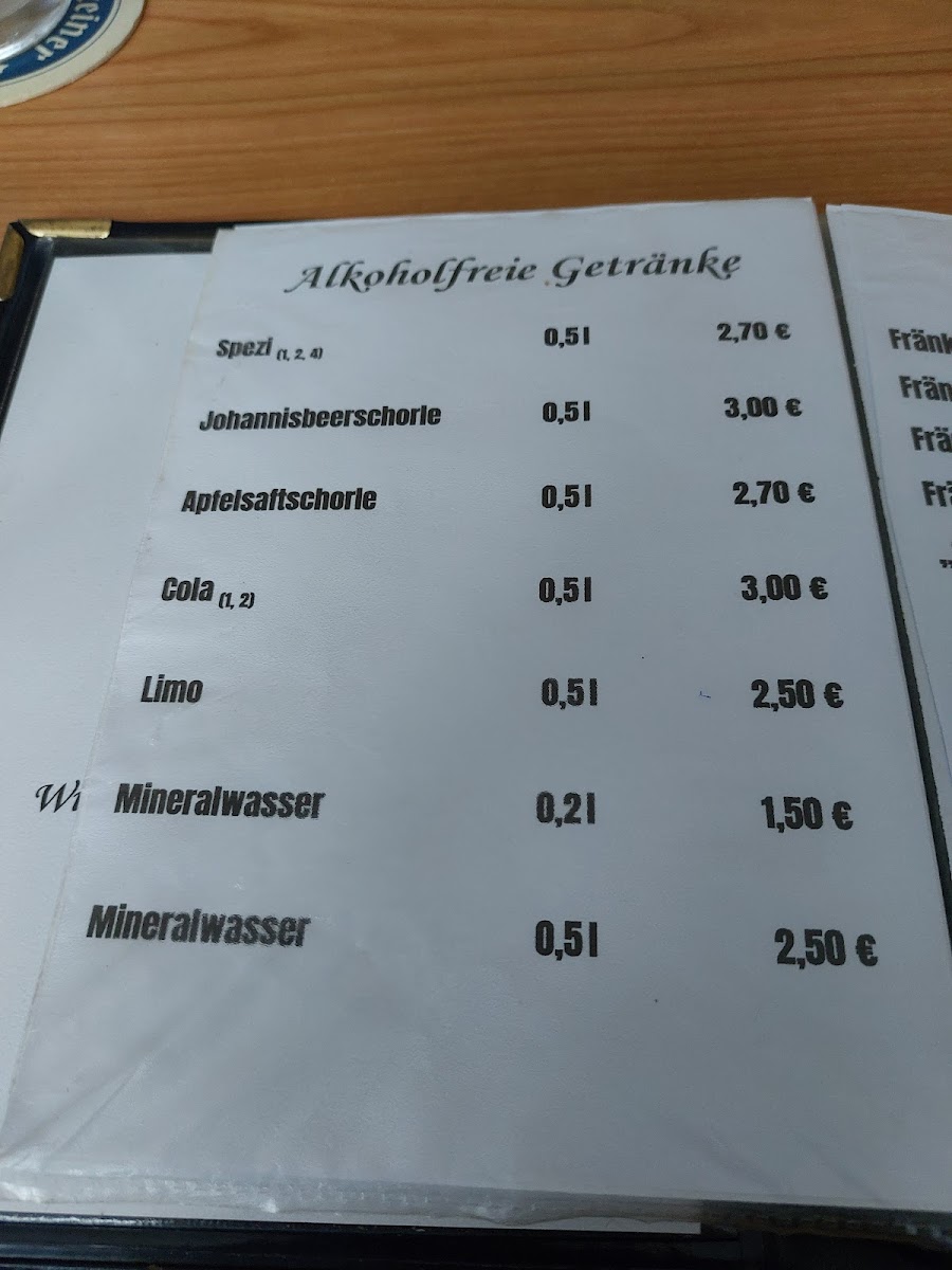 Gaststätte Hannberger Photo Menu 1